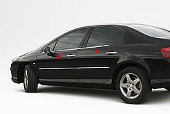 Зовнішня окантовка стекол (4 шт, нерж) Carmos - Турецька сталь для Peugeot 407 2004-2011 рр