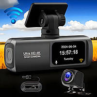 Двокамерний відеореєстратор 4K 1080P WiFi з додатком  Чорний