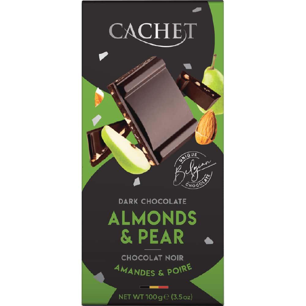 Шоколад CACHET Dark Almonds & Pear (мигдаль і груша) 100г