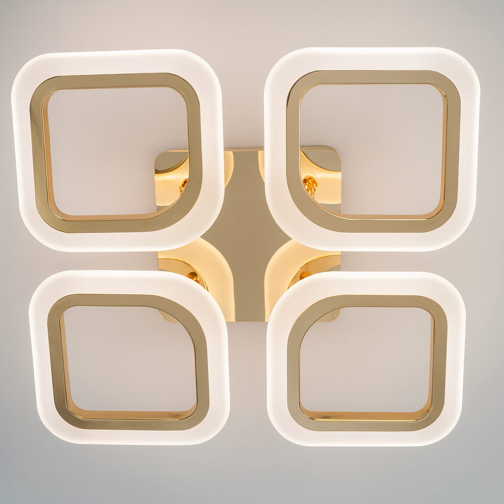 Стельова Led люстра з пультом Diasha 40W до 10 м² колір Золотистий AS8060/4G, фото 1