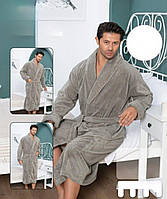 Домашний мужской халат без капюшона 1018, Серый, L
