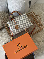 Сумка Louis Vuitton Montaigne Handbag in Monogram бежевий шаховий крос боді Луї Віттон з пильником в коробці