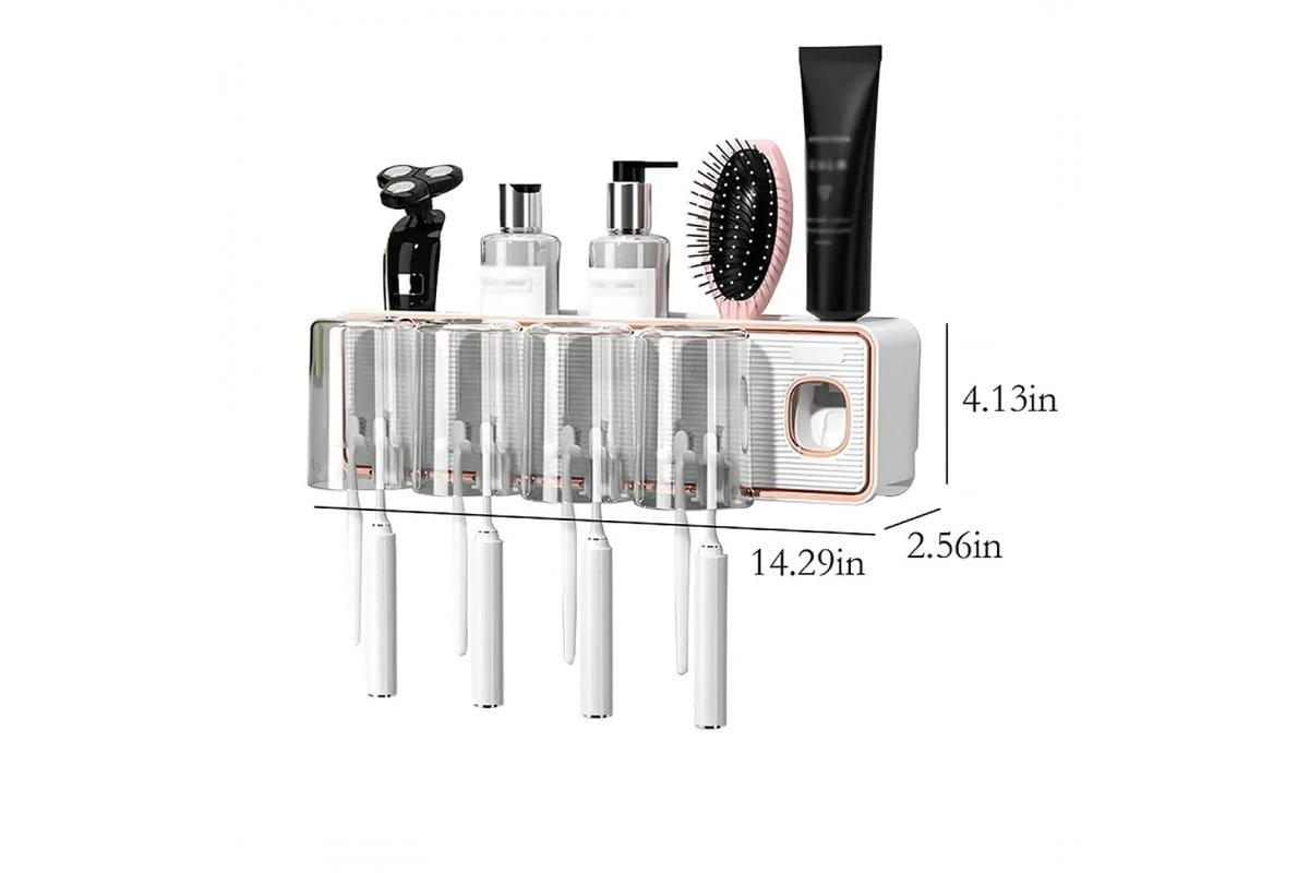 Диспенсер-полицю для зубного приладдя з 4 склянками Toothbrush holder 223-55