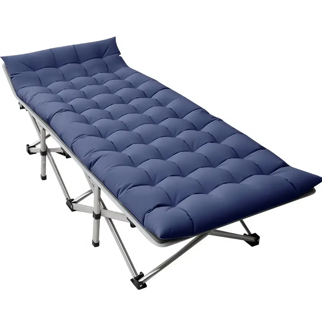 Ліжко-розкладачка на 10 ніжках з матрацом 190х71х35 см Синя Портативна розкладачка для дому та кемпінгу