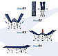 Ліжко-розкладачка на 10 ніжках з матрацом 190х71х35 см Синя Портативна розкладачка для дому та кемпінгу, фото 6