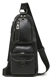 Чоловіча сумка-рюкзак через плече Jeep Bags 777, Чорний, Коричневий