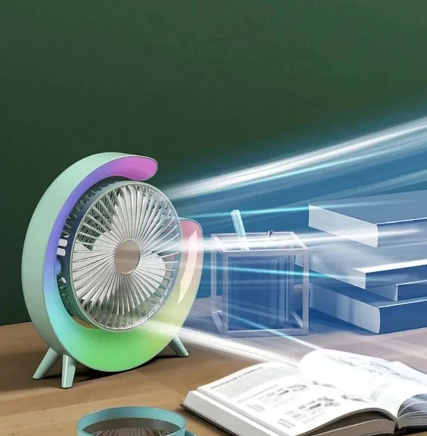 Вентилятор електричний USB 3-швидкісний з кольоровим підсвічуванням 180° безшумний