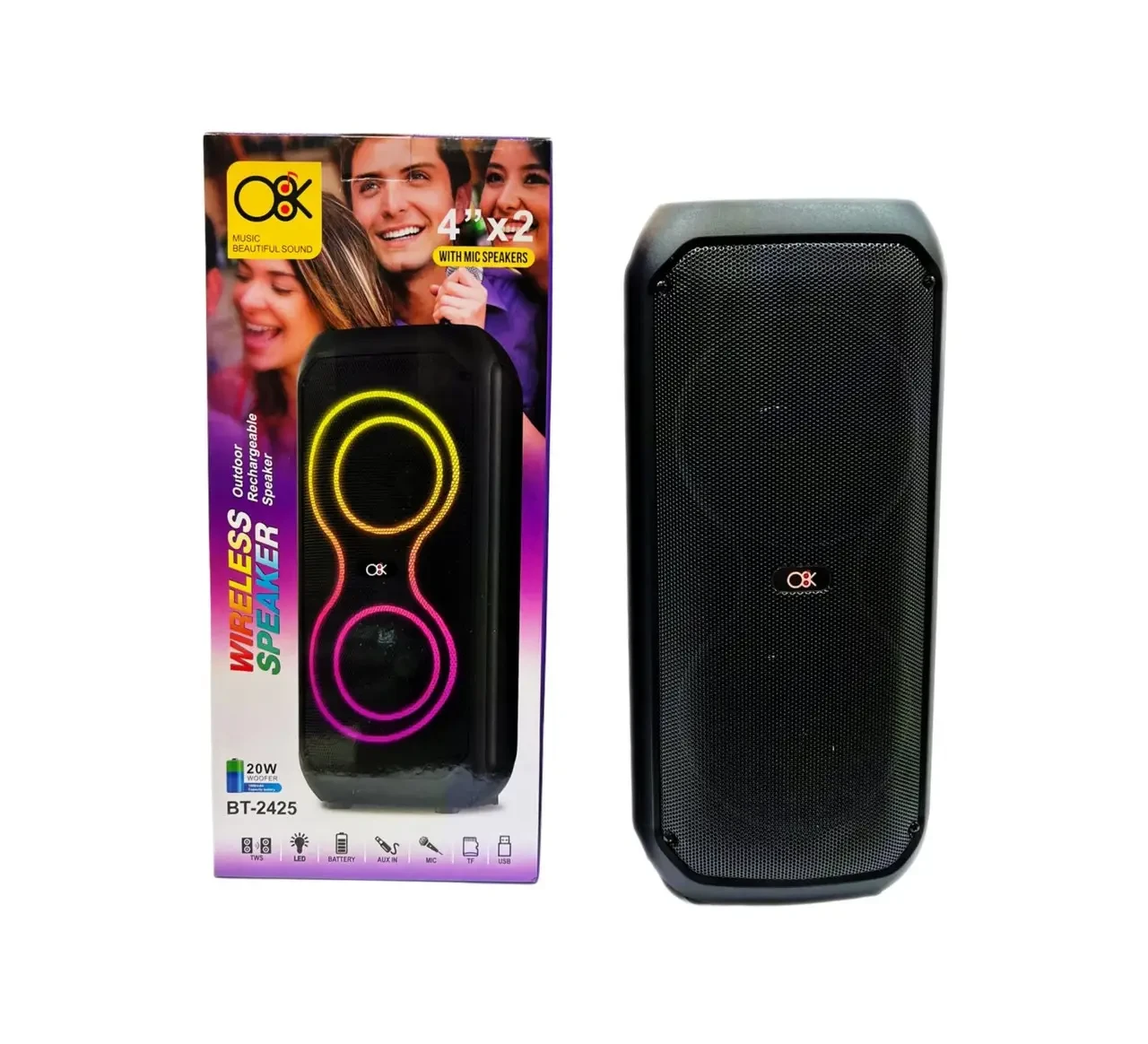 Колонка музична портативна Bluetooth з мікрофоном 4" BT-2425