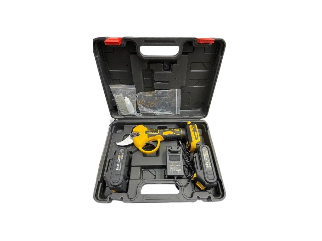 Секатор акумуляторний садовий з кейсом та 2-ма акумуляторами 64V