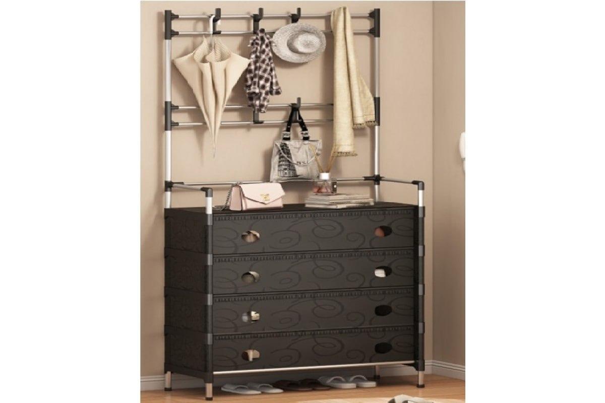 Вішалка+полиця/шафа для взуття (SKLM-28/DXXMJ6205H (Чорна) (метал+пластик))