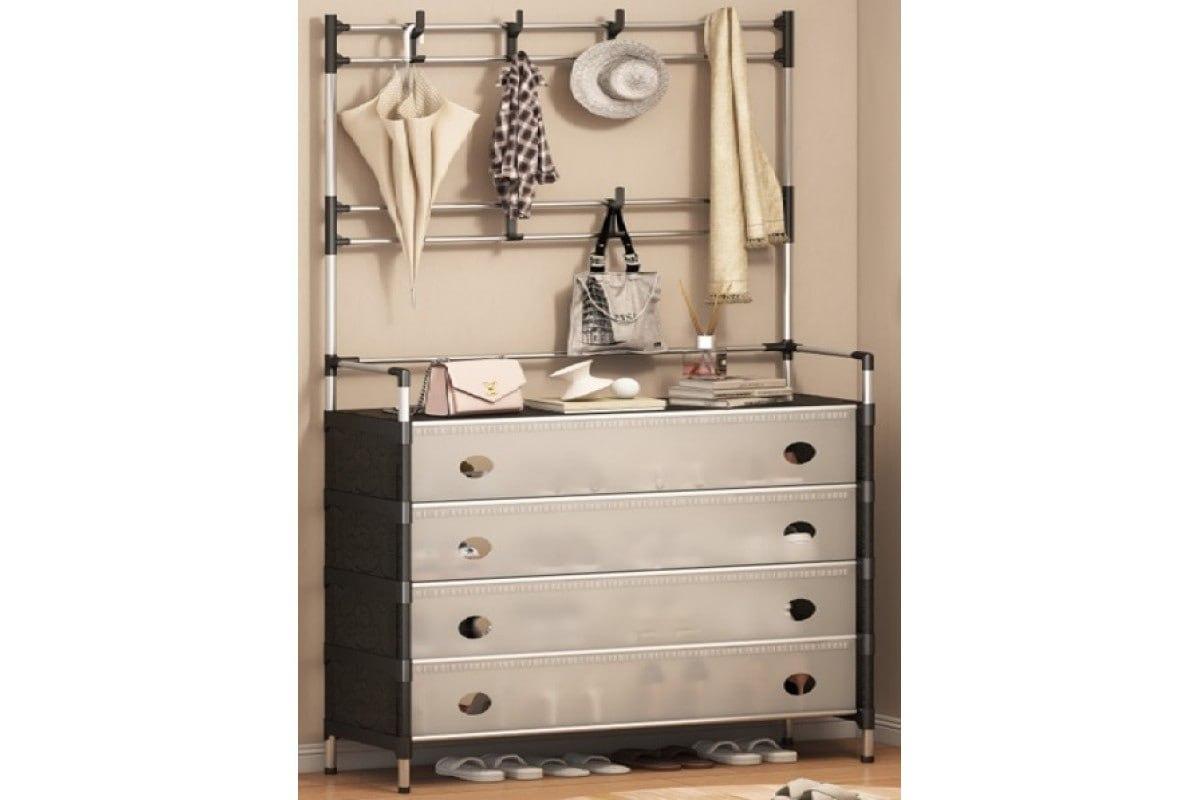 Вішалка+полиця/шафа для взуття (SKLM-29/DXXMJ6205HB (Біло-чорна) (метал+пластик))