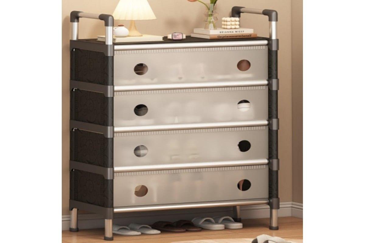 Полиця/шафа для взуття (SKLM-33/SLXJ6205HB (Біло-чорна) (метал+пластик))