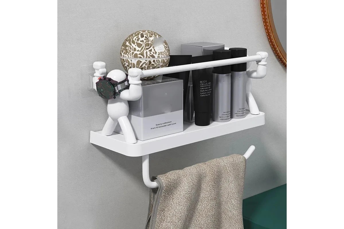 Креативна настінна полиця органайзер для ванної кімнати WHITE