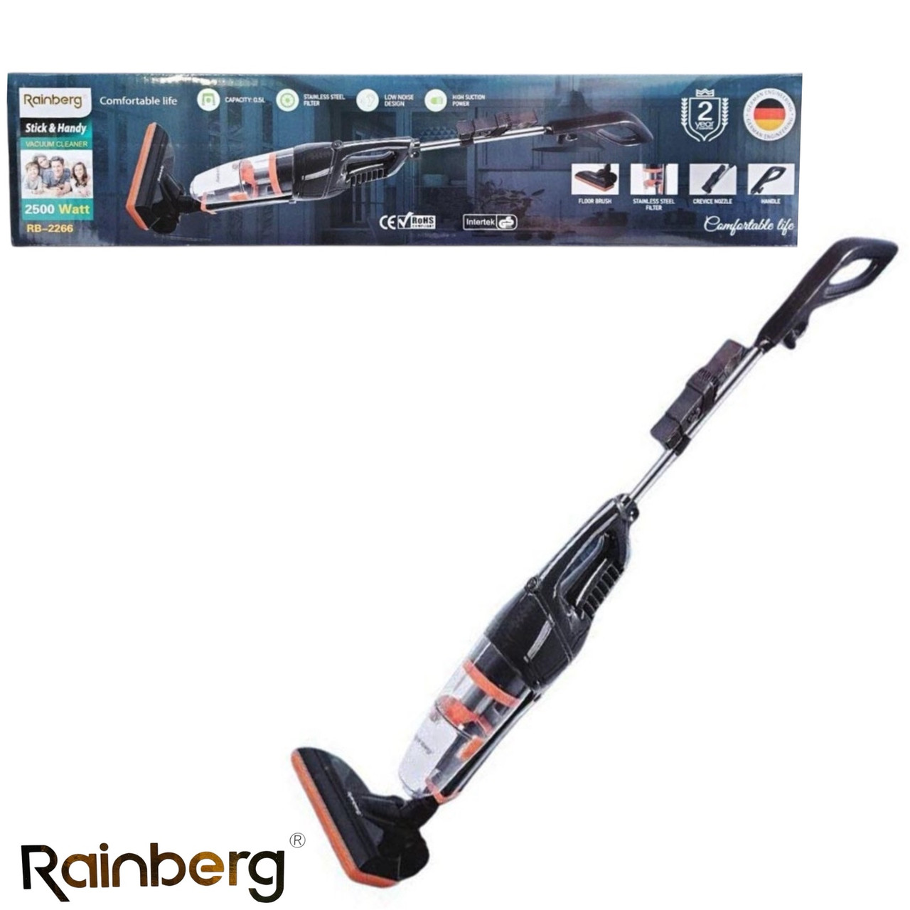 Вертикальний ручний пилосос Rainberg RB-2266 довжина шнура 3 м 2500 Вт