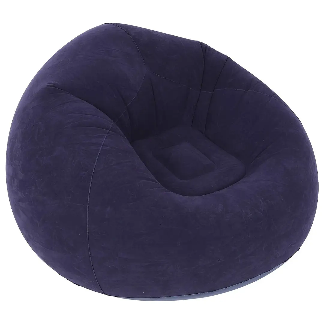 Надувне велюрове крісло-груша 110 х 110 х 80 см KR-1 Кресло для дому та вітальні (сірий, синій, зелений)