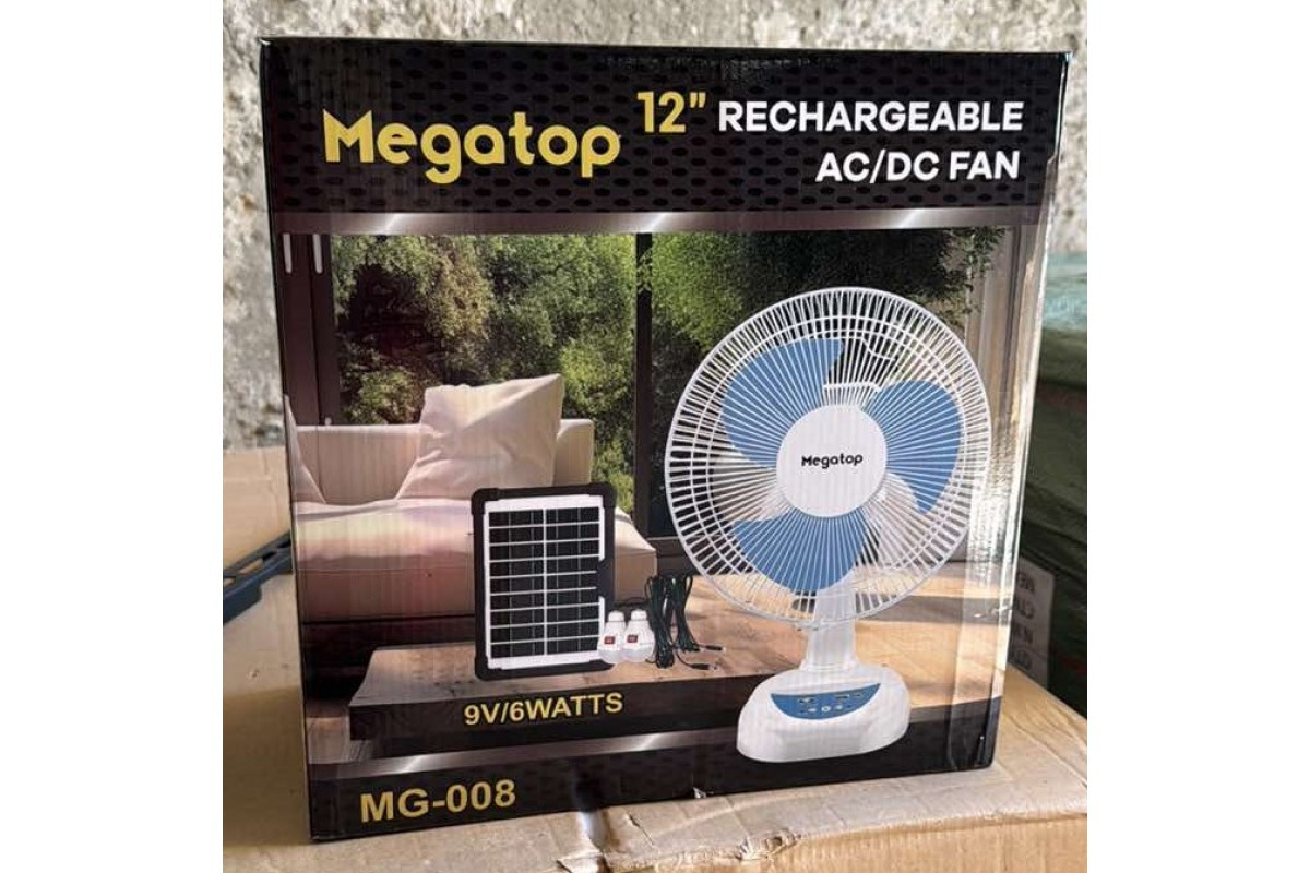Портативний вентилятор акумуляторний з сонячною батареєю Megatop (MG008)