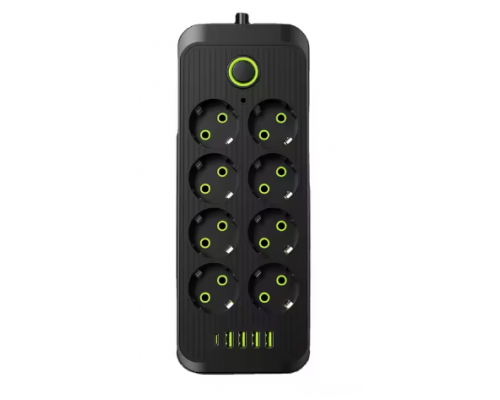Подовжувач електричний Тк-12 (8×220В+4×USB+1×Type-C) Чорний 5m