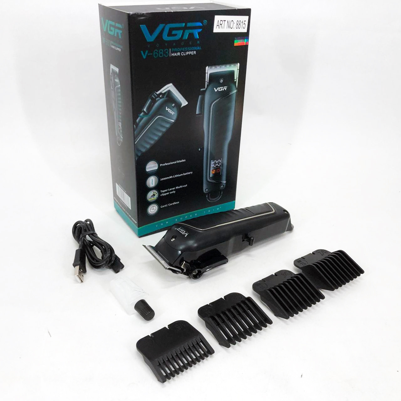 Акумуляторна машинка-тример для стрижки волосся VGR V-683, Набір для стрижки волосся на акумуляторі PU-80, фото 1