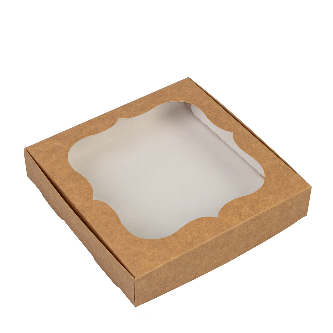 Коробка 200х200х30 для пряника з вікном, крафт, фото 1