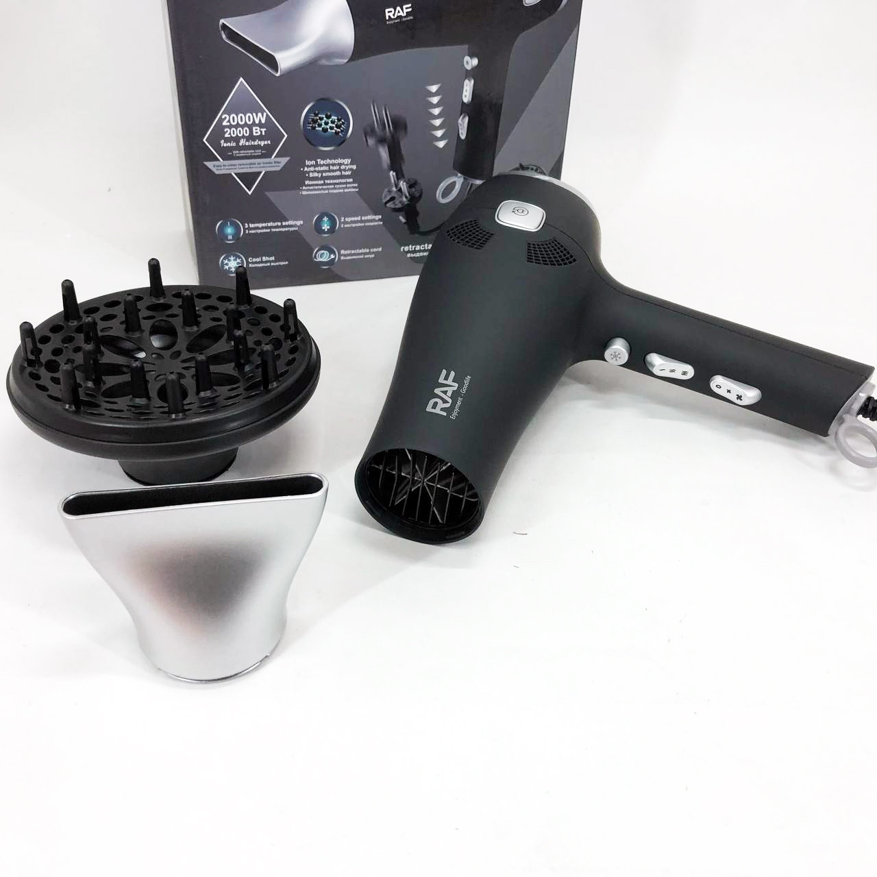 Гарний потужний фен RAF, Фен для сушіння волосся з насадкою, Гарний фен для будинку Домашній IC-21, фото 1