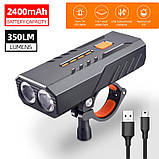 Ліхтар для велосипеда з акамулятором, Велосипедне світло на кермо, Фара велофара, який перезаряджається UZ-82, фото 2