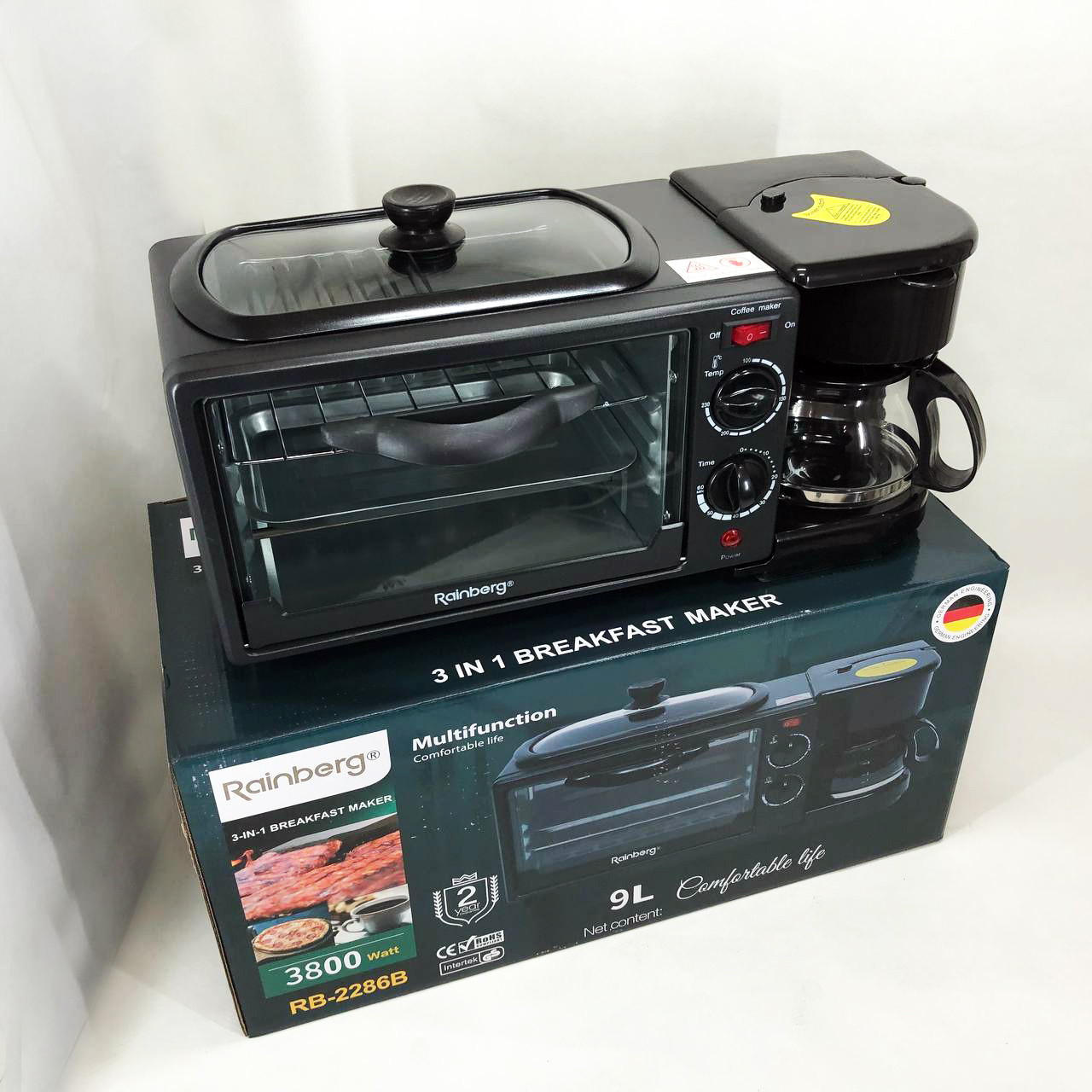 Електропіч гриль настільна Rainberg RB-2286B 3800 Вт, Кухонна піч багатофункціональна XV-72