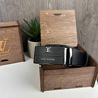 Мужской Ремень Louis Vuitton Черный Классический Натуральная Кожа Пряжка Автомат Louis Vuitton Shopingo