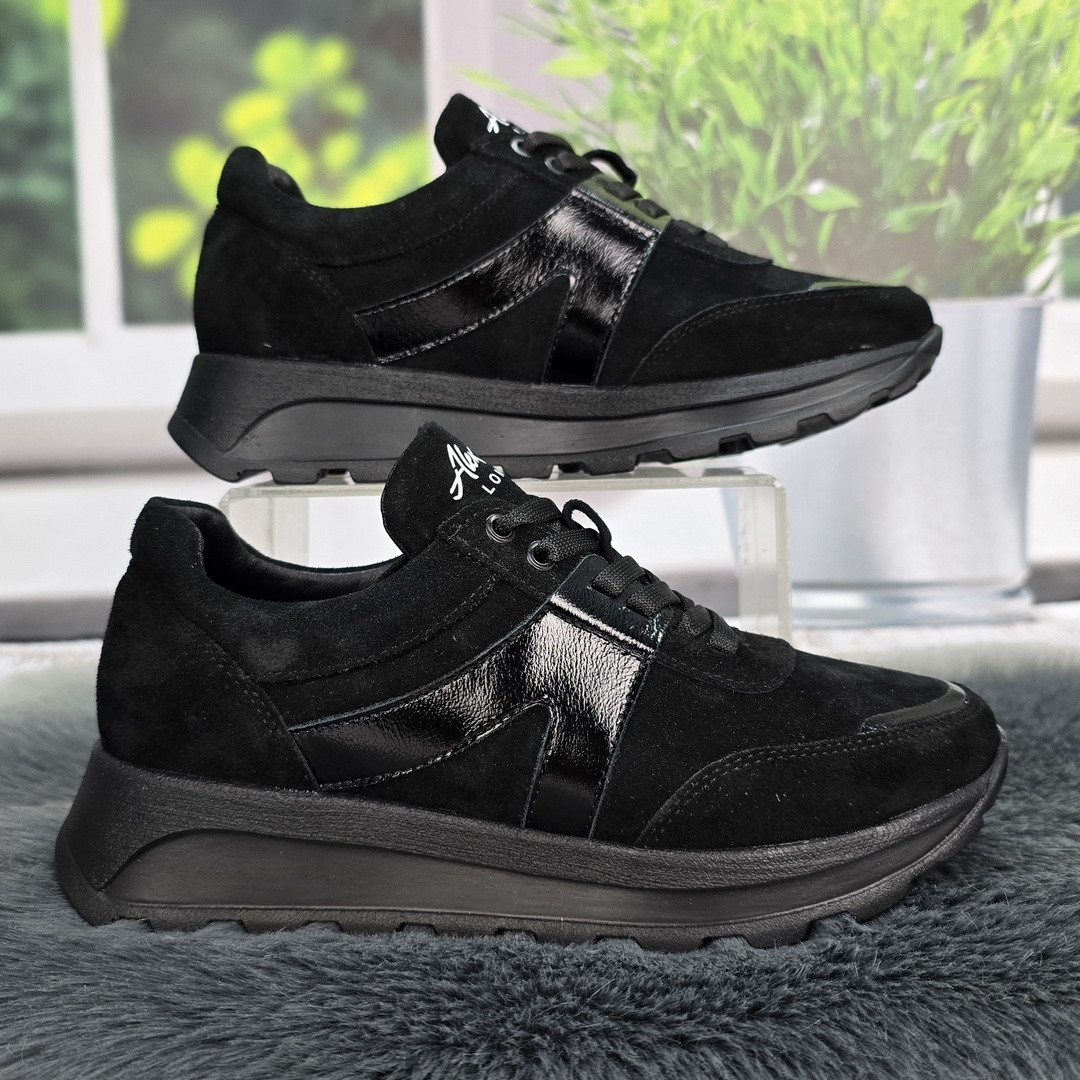 Кросівки жіночі Alex Bens чорні демісезонні замшеві 8092