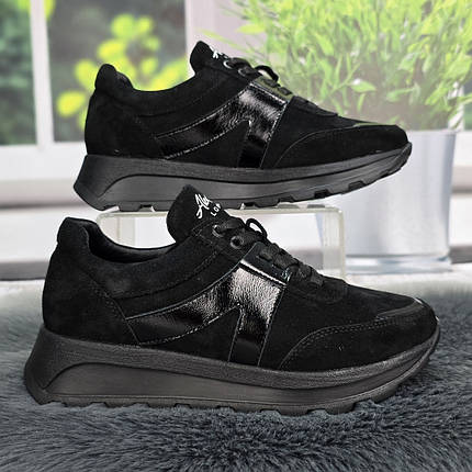 Кросівки жіночі Alex Bens чорні демісезонні замшеві 8092, фото 1