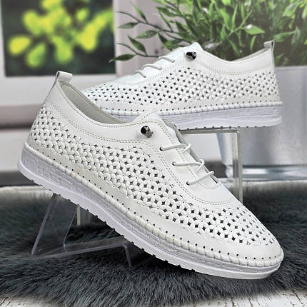 Мокасини жіночі Ulla білі турецькі м'яка шкіра перфоровані 8084, фото 1