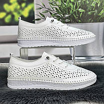 Мокасини жіночі Ulla білі турецькі м'яка шкіра перфоровані 8084, фото 2