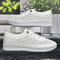 Мокасини жіночі Ulla білі турецькі м'яка шкіра перфоровані 8084, фото 3