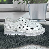 Мокасини жіночі Ulla білі турецькі м'яка шкіра перфоровані 8084, фото 4