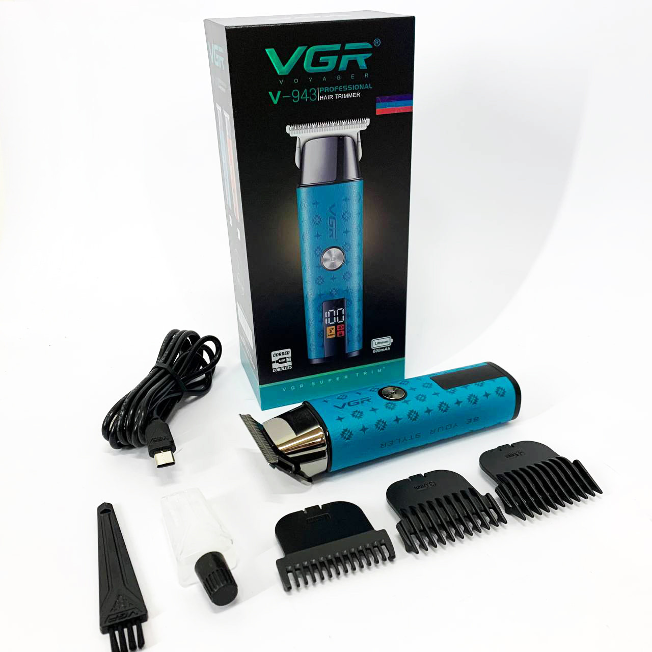 Електрична акумуляторна машинка для стрижки VGR, Портативна ручна машинка для стрижки волосся AG-73