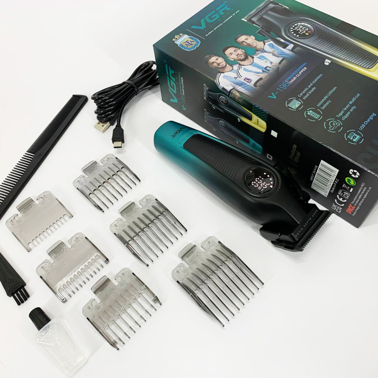 Професійна машинка для стрижки волосся з насадками VGR V-196, Машинка для стрижки волосся бездротова DA-16