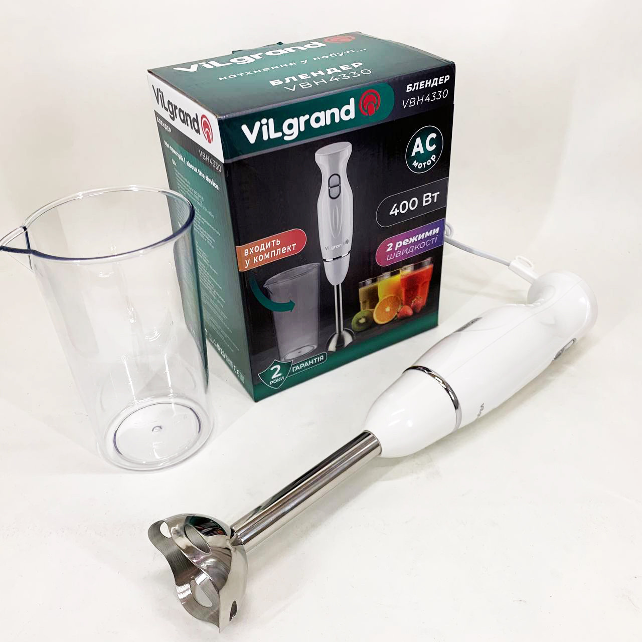 Блендер нержавіюча сталь ViLgrand, Блендер занурювальний з додатковою чашею Смузі мейкер CK-78
