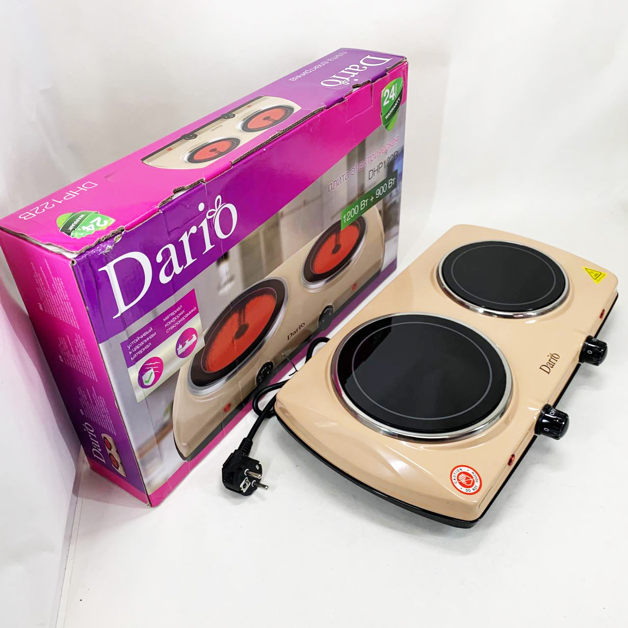 Електрична плита для приготування їжі DARIO DHP122B 2100 Вт, Плита настільна емальована CO-24