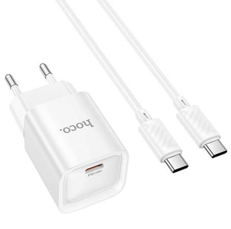 СЗУ Hoco C146A Charm single port PD20W charger set(Type-C to Type-C)(EU) White, фото 1