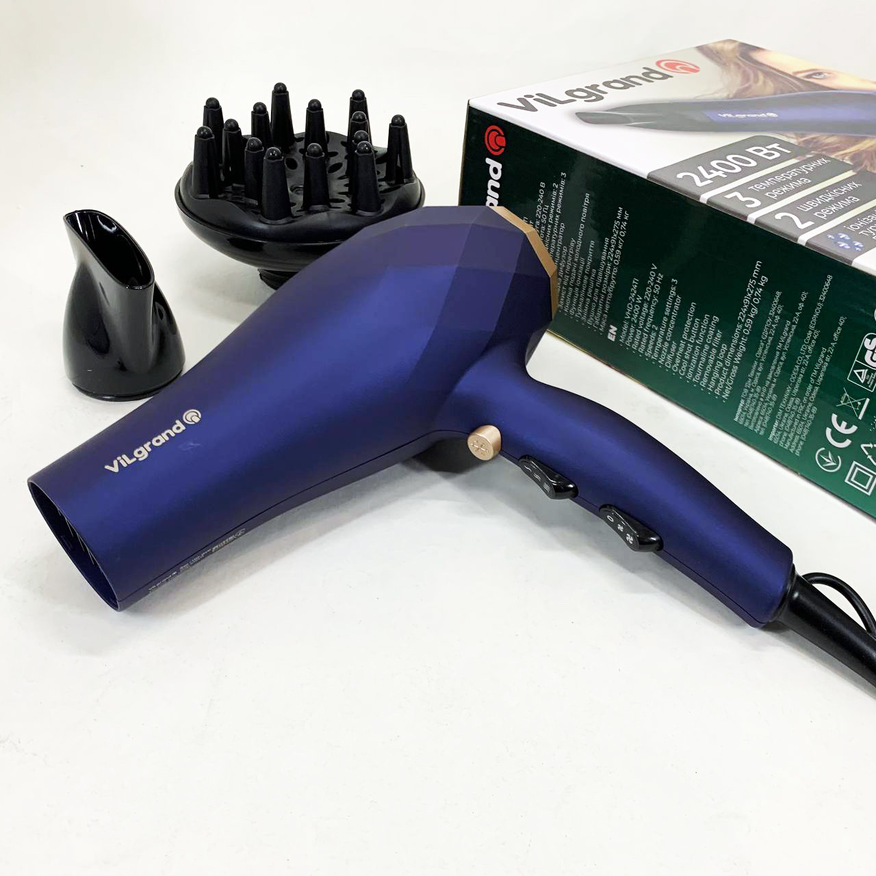 Фен для укладання волосся універсальний VILGRAND, Потужний фен для швидкого укладання волосся BK-79