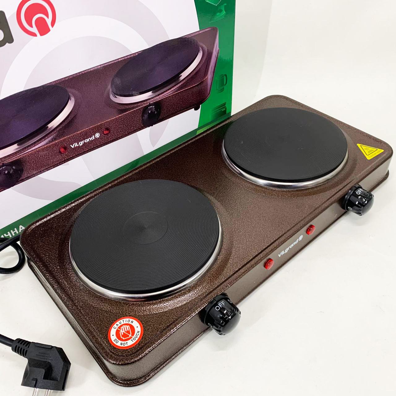 Портативна плита для готування ViLgrand VHP152F 1000 Вт, Якісна настільна електроплита GW-18