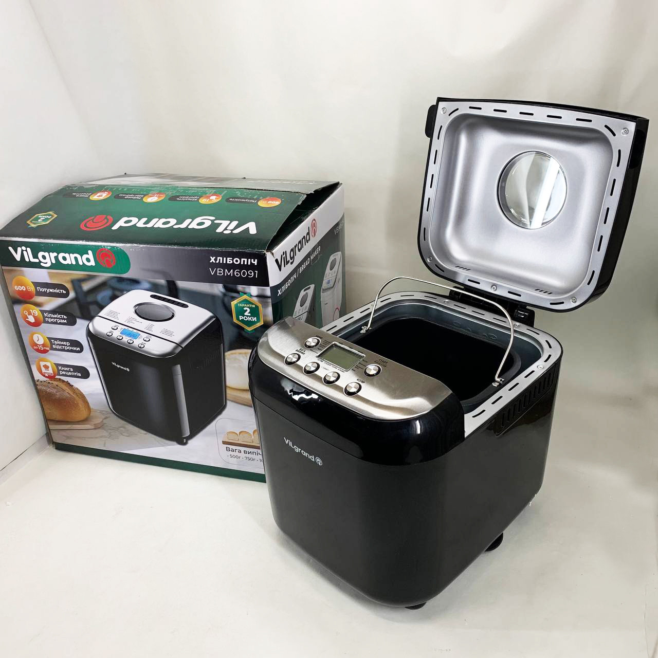 Піч для хліба з програмою випічки ViLgrand VBM6091 600 Вт, 19 програм, Хлібопічка сучасна KF-71