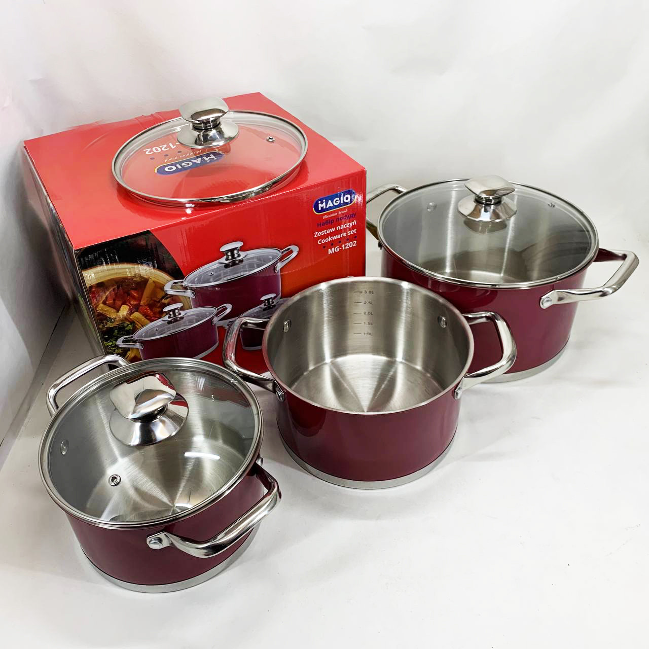 Каструлі посуд для електричних плит MAGIO MG-1202 6 шт, Набір каструль хорошої якості XR-70