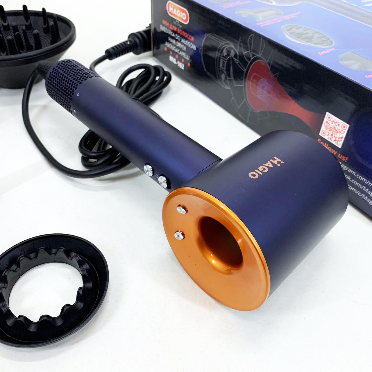 Електричний фен для гладкого волосся MAGIO MG-162 1500 Вт, Фен з режимом регулювання температури NF-80