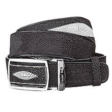 Ремінь-автомат STINGRAY LEATHER 18203 з натуральної шкіри морського скату Чорний, Чорний