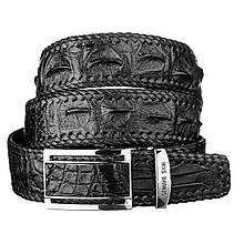 Ремінь-автомат CROCODILE LEATHER 18010 з натуральної шкіри крокодила Чорний, Чорний