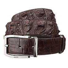 Ремінь чоловічий CROCODILE LEATHER Темно-коричневий (18178)