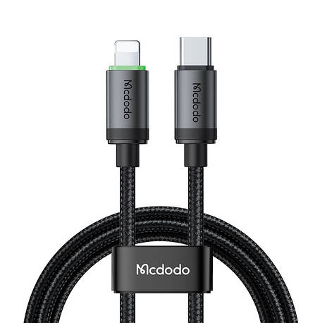 Кабель McDodo USB-C to Lightning 36W Cable with Charging Light 1m Black, фото 1