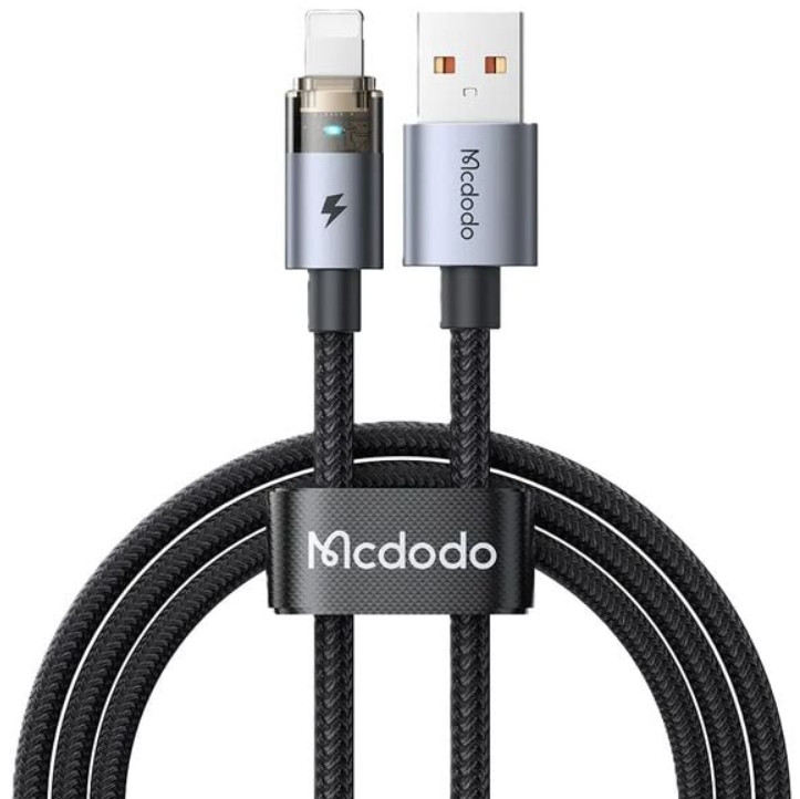 Кабель McDodo Lightning Transparent Cable with Charging Light 1.2m CA-6910 Black