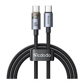 Кабель McDodo 100W USB-C to USB-C Transparent Cable with Charging Light 1.2m CA-5580 Black, фото 3