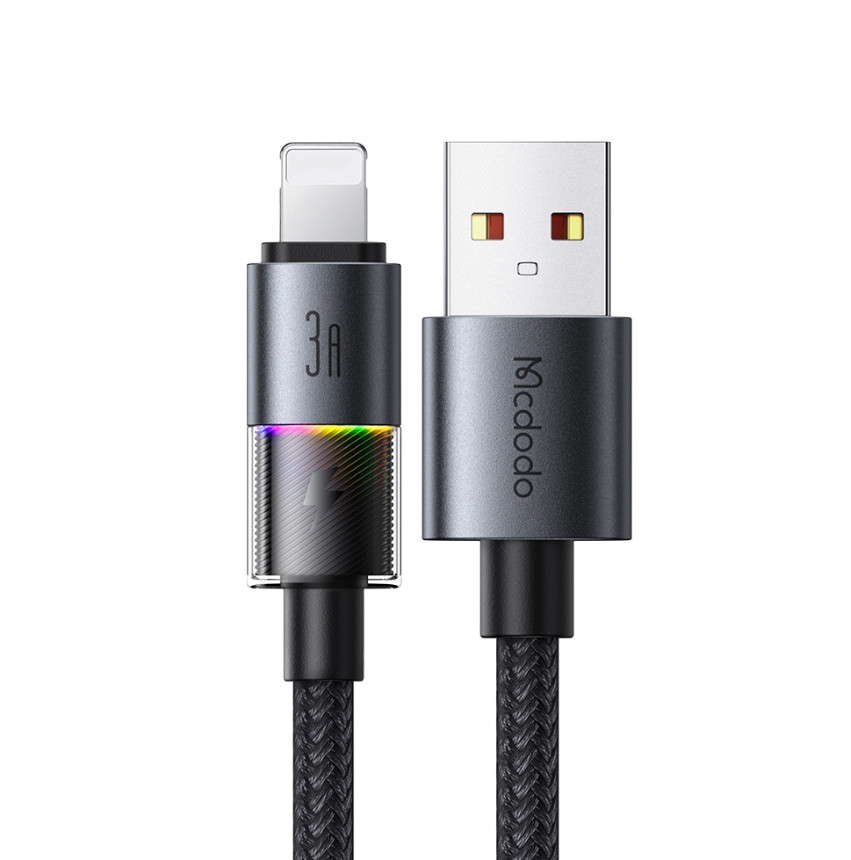 Кабель McDodo USB-A to Lightning Cable with 7 Colorful Lights 1.2m CA-8170 Black